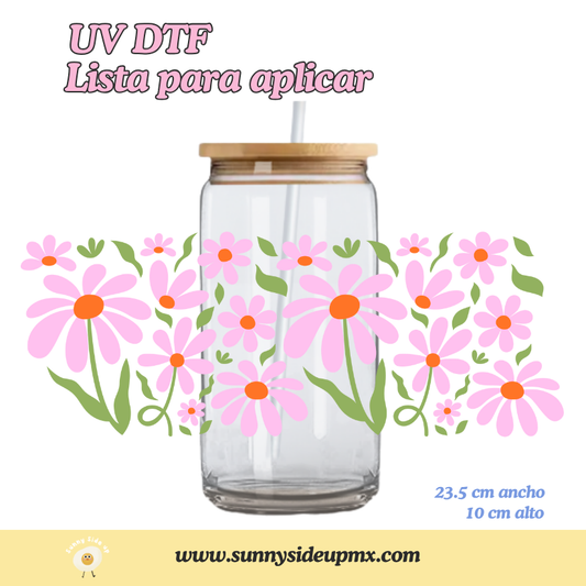 Etiqueta UV DTF Para Vaso 16 oz | Wavy Flower
