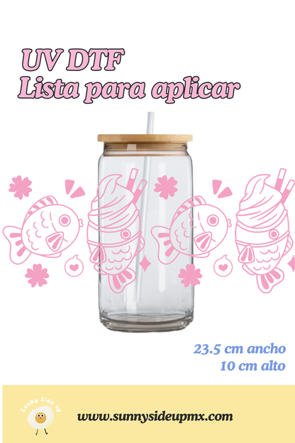 Etiqueta UV DTF Para Vaso 16 oz | Kawaii Fish