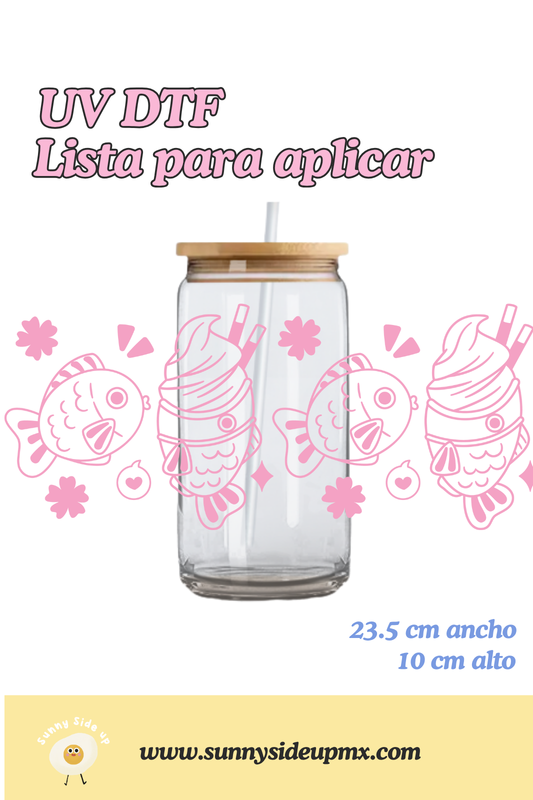 Etiqueta UV DTF Para Vaso 16 oz | Kawaii Fish