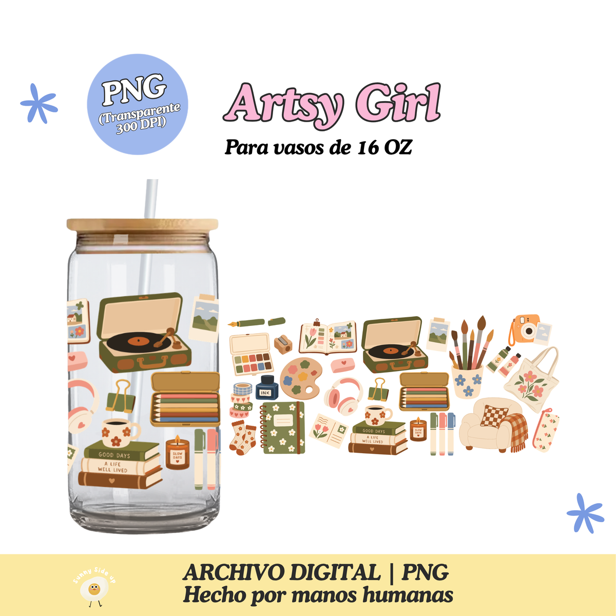 Artsy Girl Diseño Para Vaso de 16Oz [Archivo Digital]