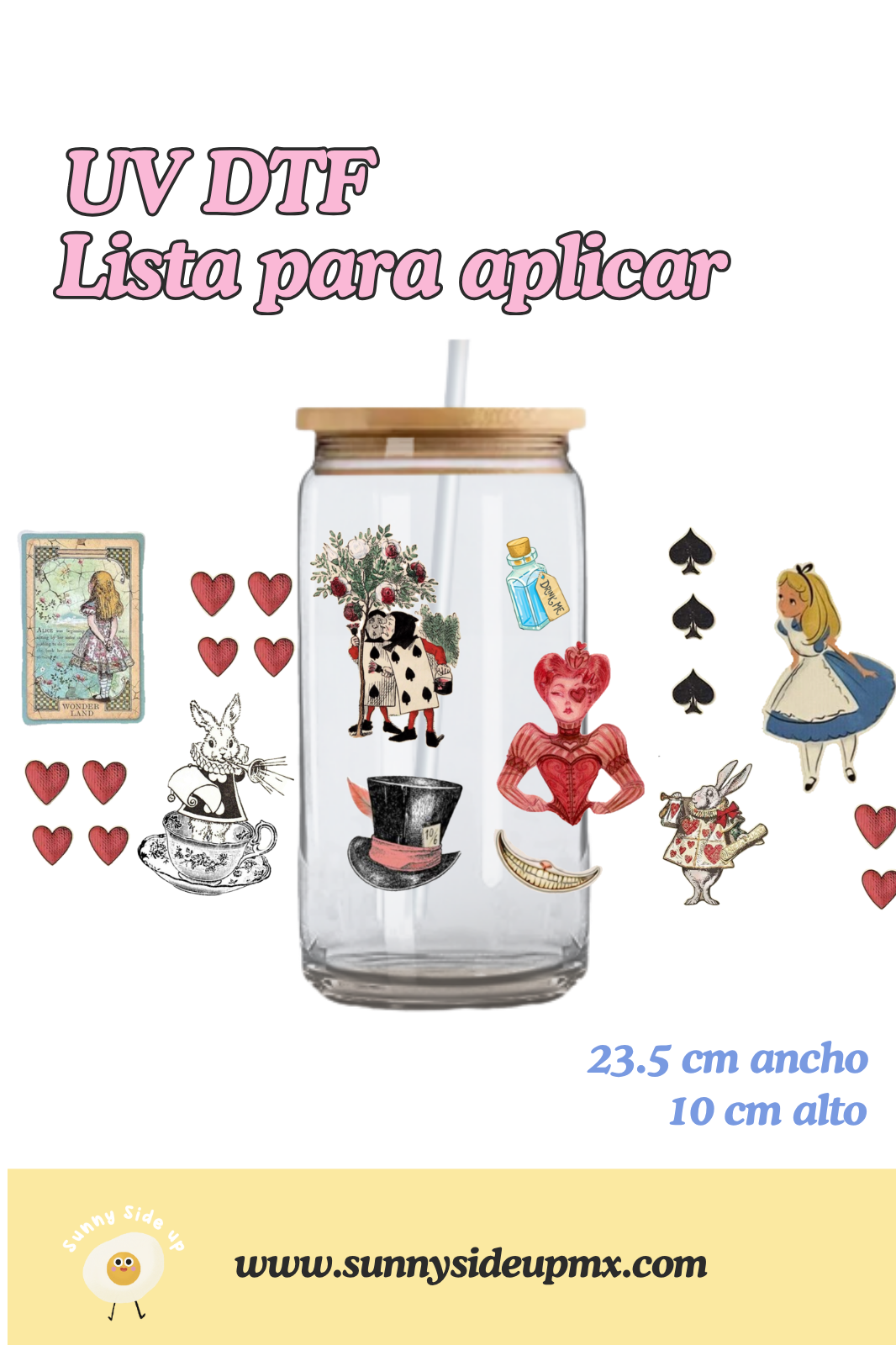 Etiqueta UV DTF Para Vaso 16 oz | Alicia en el País de las Maravillas