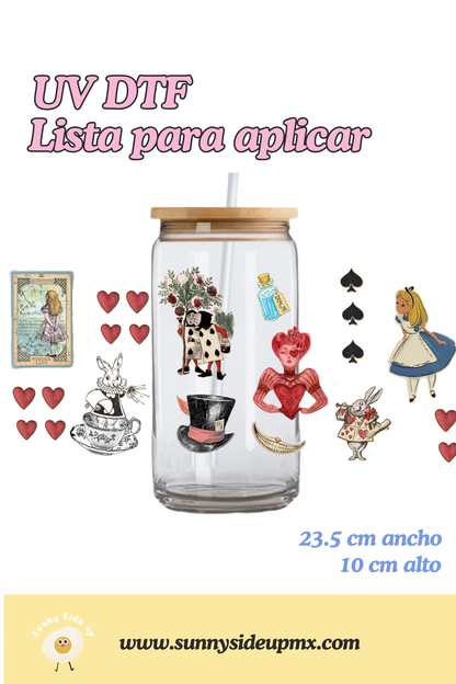 Etiqueta UV DTF Para Vaso 16 oz | Alicia en el País de las Maravillas