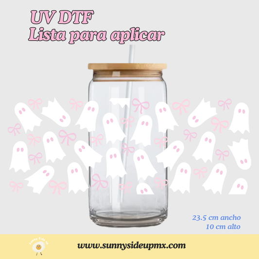 Etiqueta UV DTF Para Vaso 16 oz | Fantasmas Cute Halloween