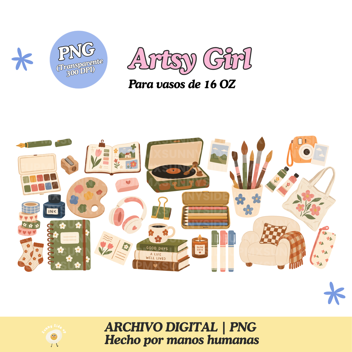 Artsy Girl Diseño Para Vaso de 16Oz [Archivo Digital]