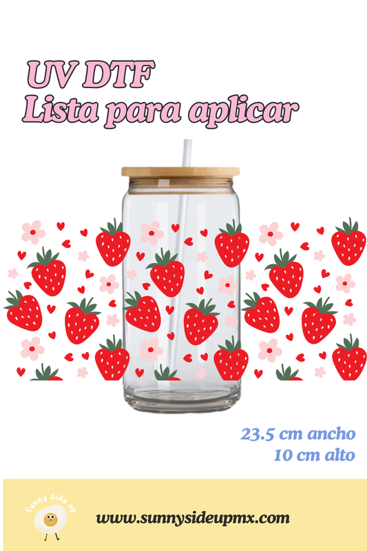 Etiqueta UV DTF Para Vaso 16 oz | Berries & Daisies