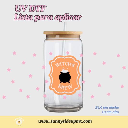 Etiqueta UV DTF Para Vaso 16 oz | Poción de Brujita Halloween