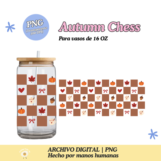 Autumn Chess Diseño Para Vaso de 16Oz [Archivo Digital]