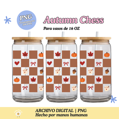 Autumn Chess Diseño Para Vaso de 16Oz [Archivo Digital]