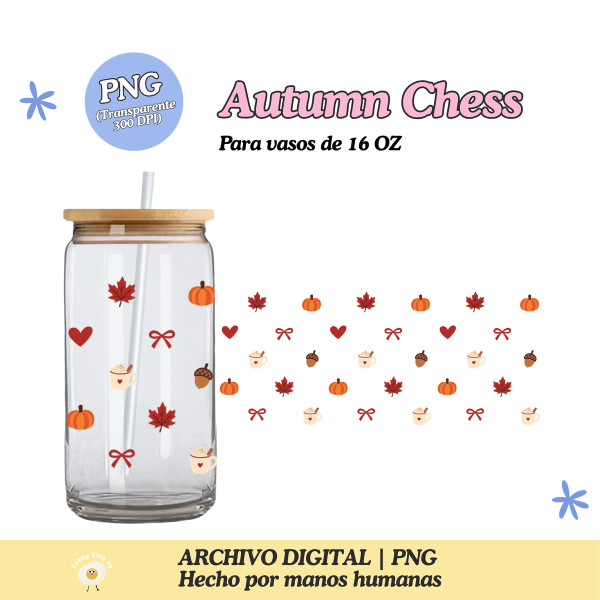 Autumn Chess Diseño Para Vaso de 16Oz [Archivo Digital]