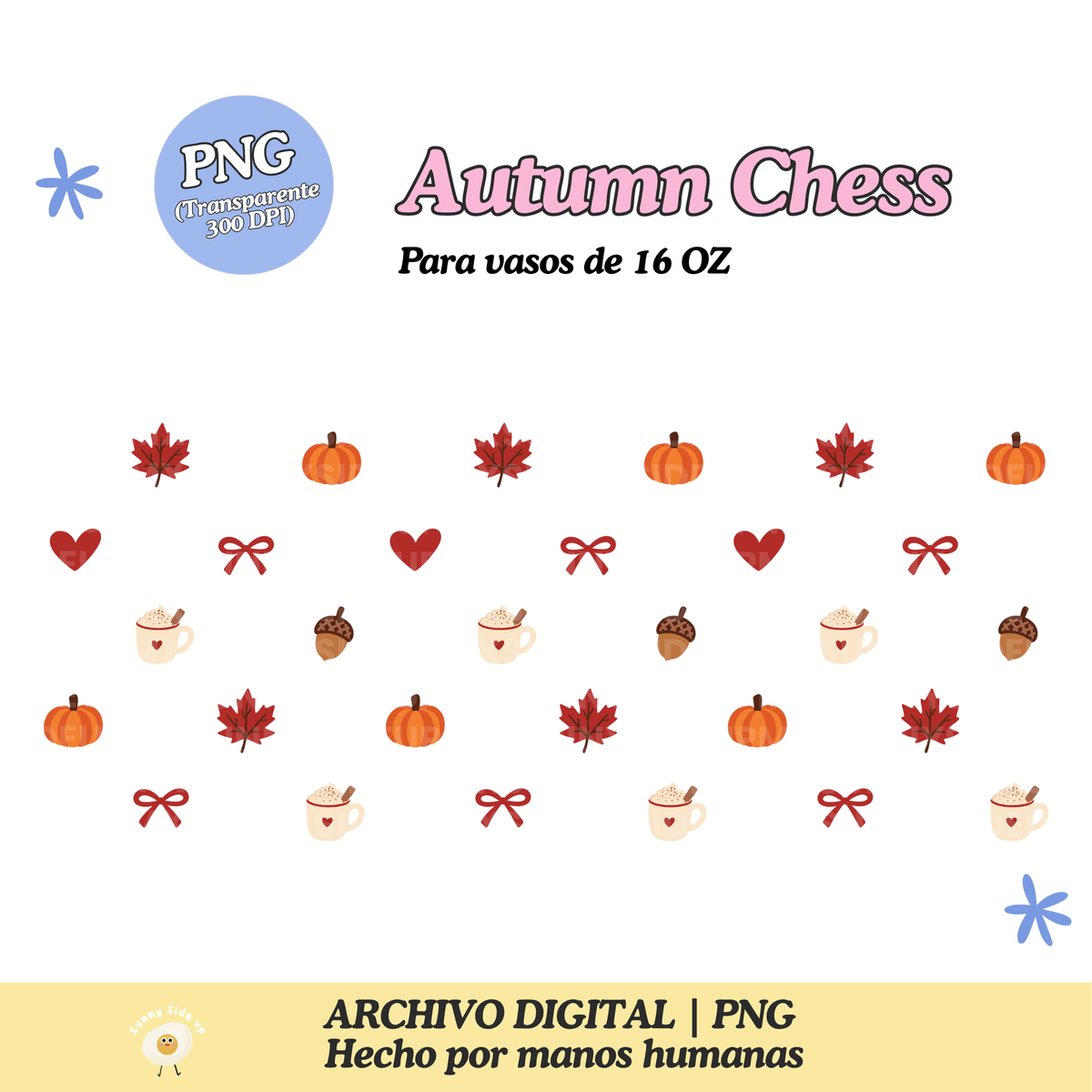 Autumn Chess Diseño Para Vaso de 16Oz [Archivo Digital]