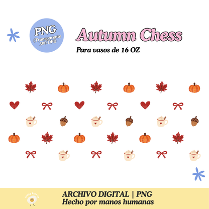 Autumn Chess Diseño Para Vaso de 16Oz [Archivo Digital]