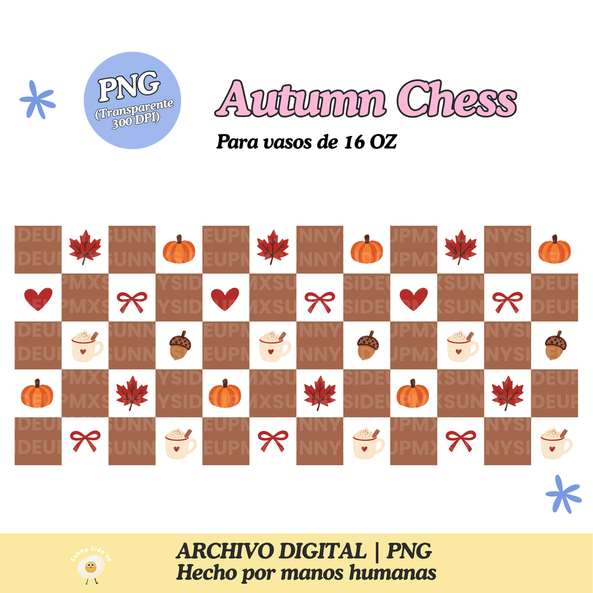 Autumn Chess Diseño Para Vaso de 16Oz [Archivo Digital]