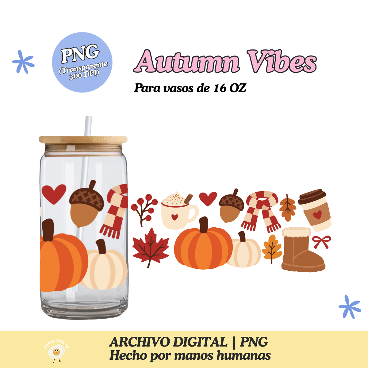 Autumn Vibes Diseño Para Vaso de 16Oz [Archivo Digital]