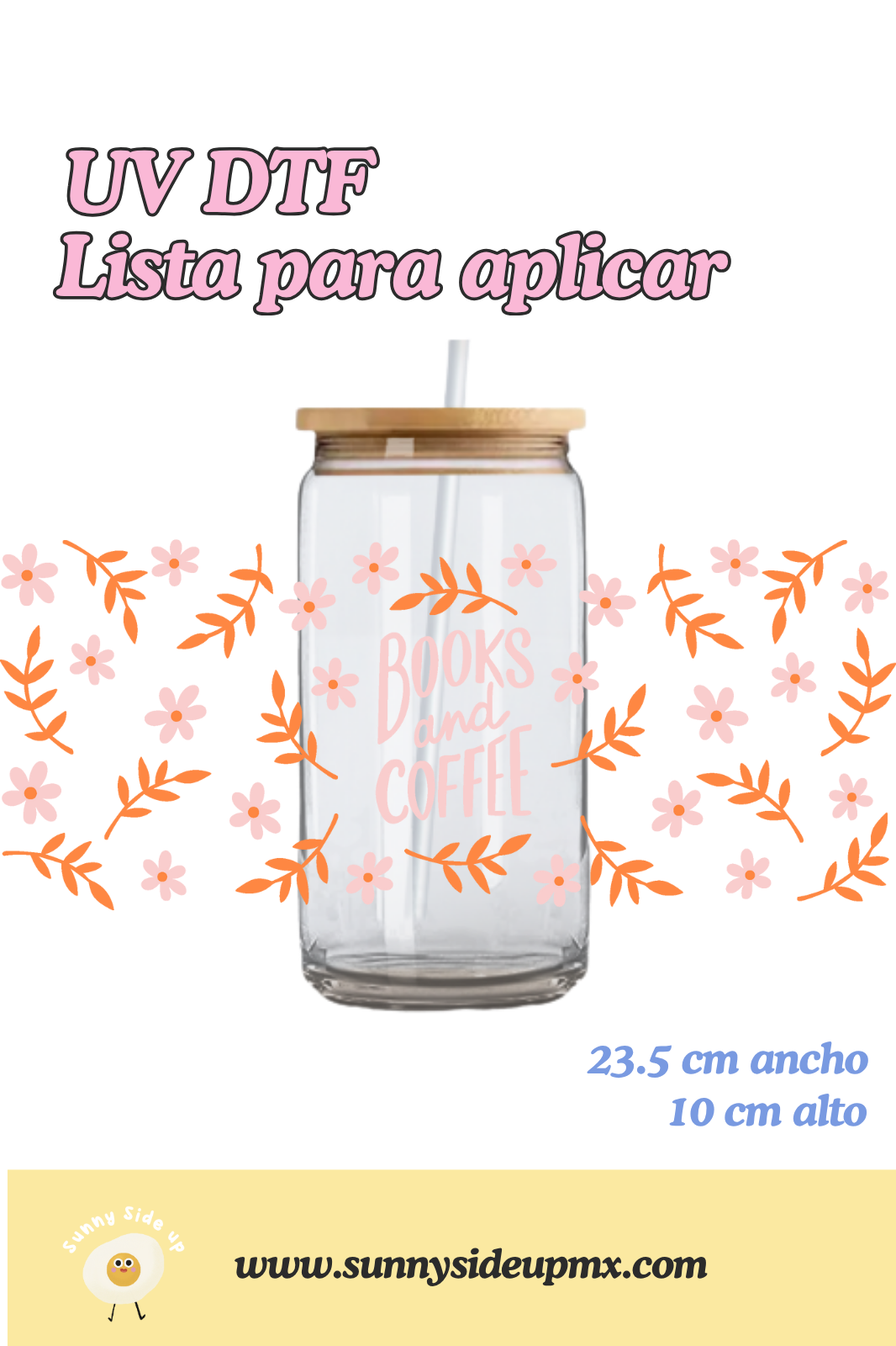 Etiqueta UV DTF Para Vaso 16 oz | Books & Coffee