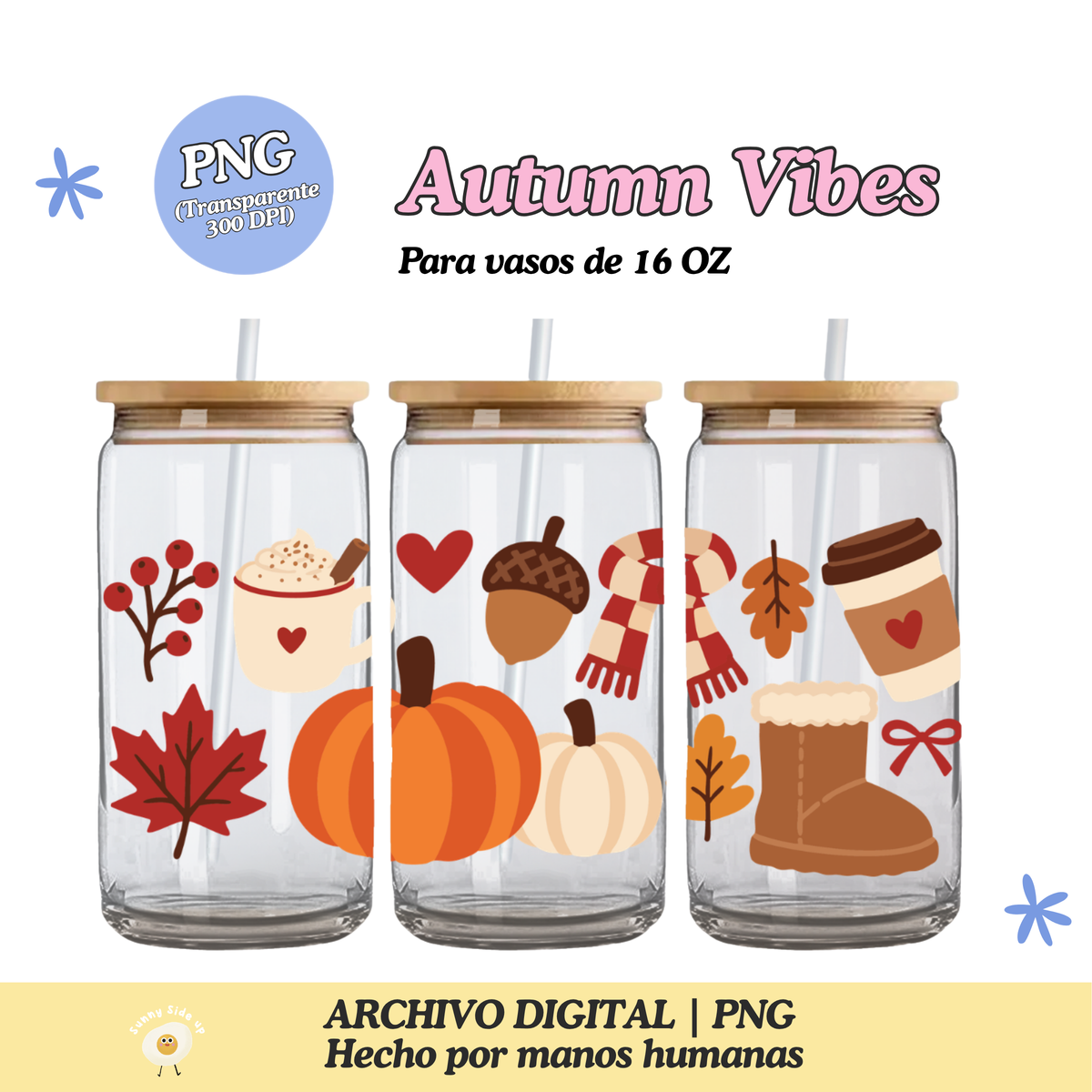Autumn Vibes Diseño Para Vaso de 16Oz [Archivo Digital]
