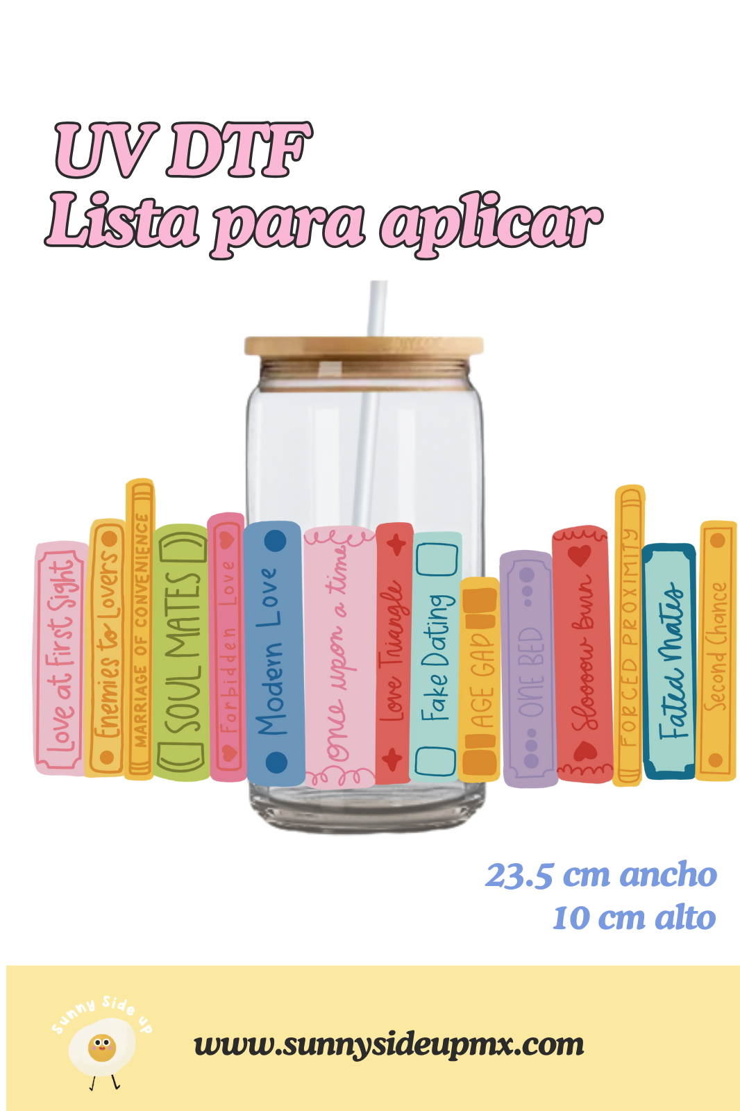 Etiqueta UV DTF Para Vaso 16 oz | Bookshelf