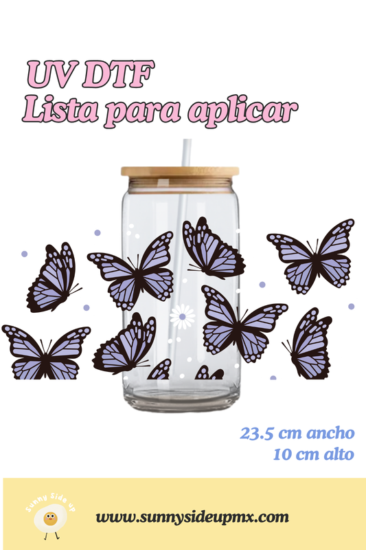 Etiqueta UV DTF Para Vaso 16 oz | Lindas Mariposas