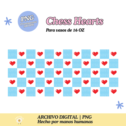 Chess Hearts Diseño Para Vaso de 16Oz [Archivo Digital]