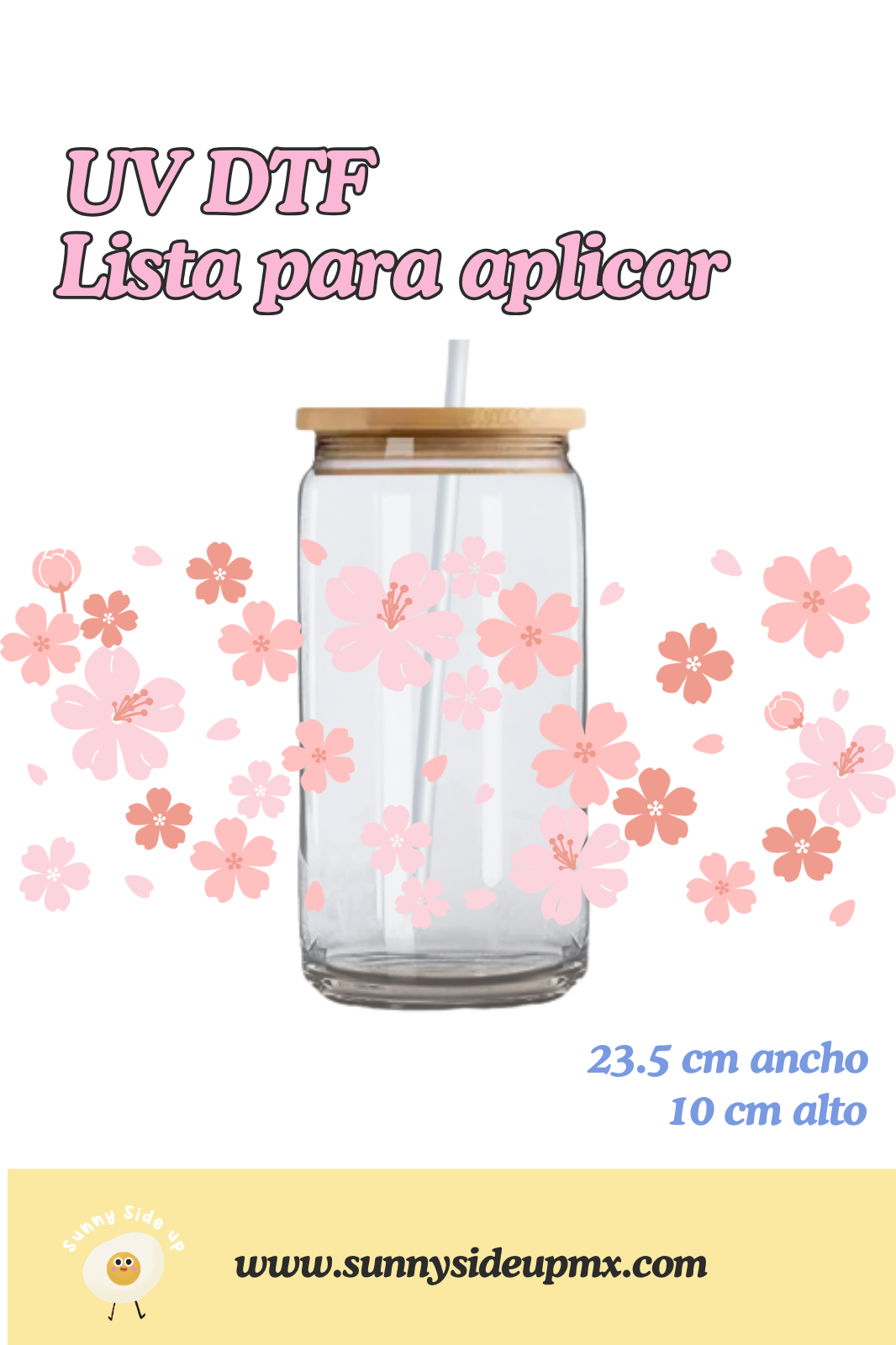 Etiqueta UV DTF Para Vaso 16 oz | Cherry Blossom