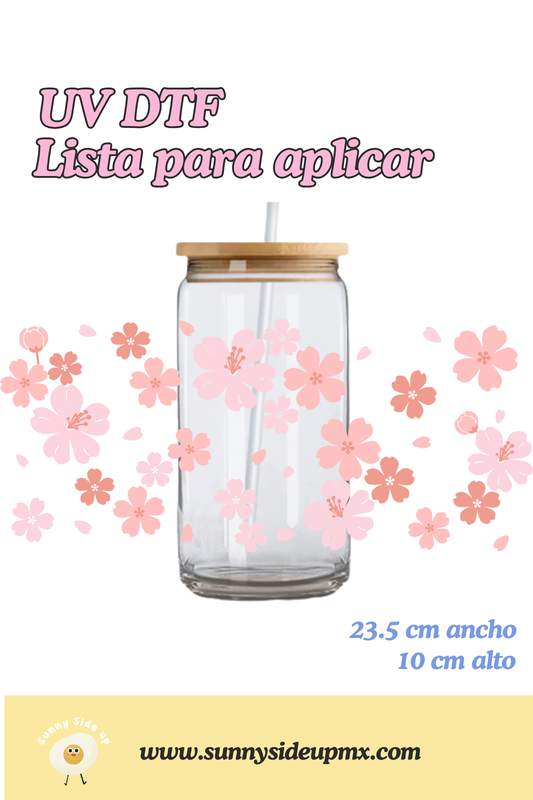 Etiqueta UV DTF Para Vaso 16 oz | Cherry Blossom