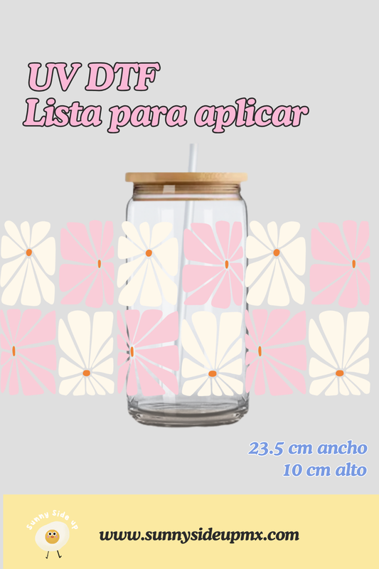 Etiqueta UV DTF Para Vaso 16 oz | Flores Abstractas