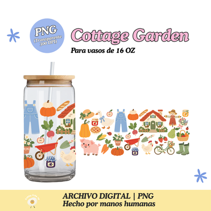 Cottage Garden Diseño Para Vaso de 16Oz [Archivo Digital]