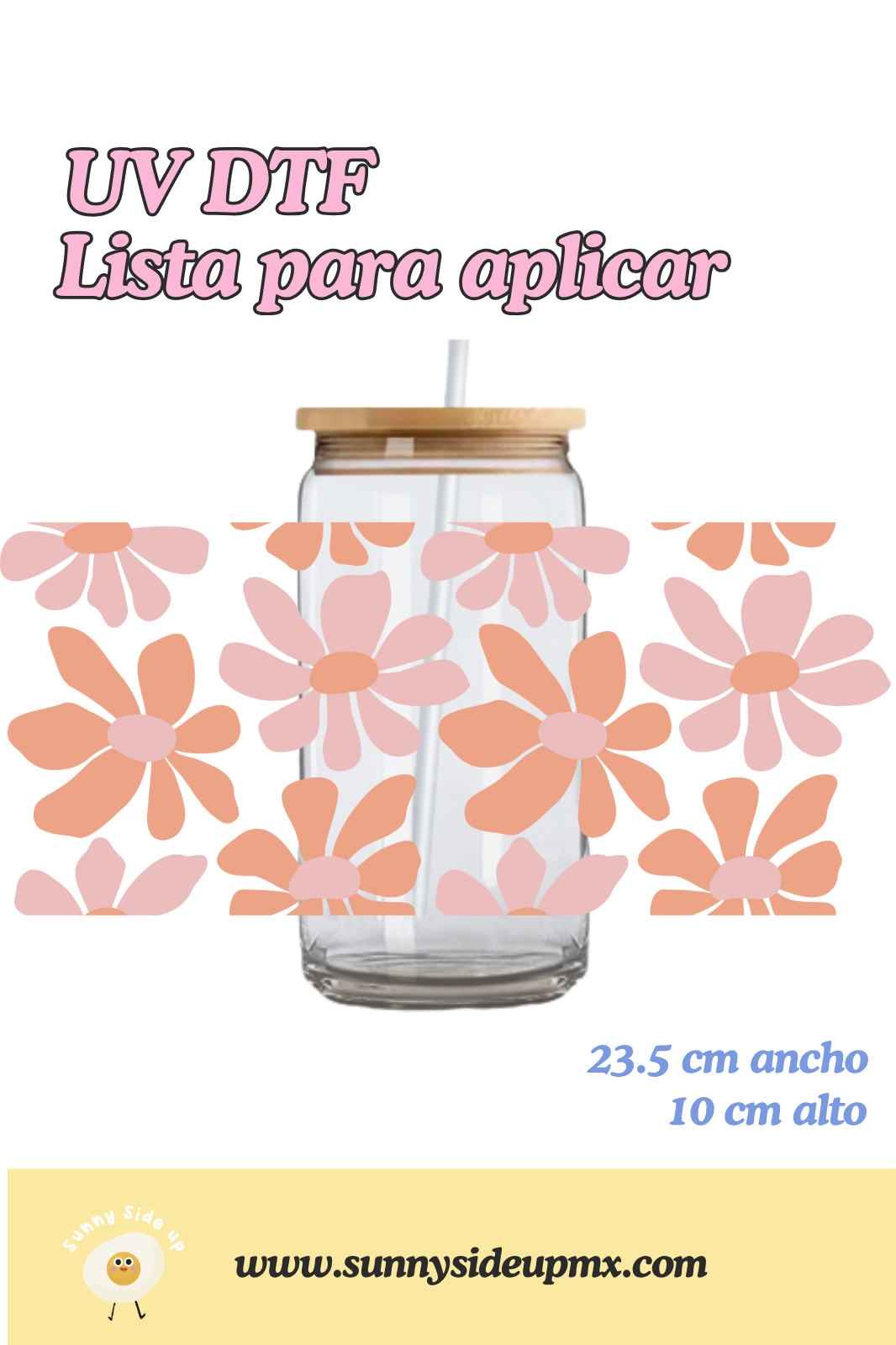 Etiqueta UV DTF Para Vaso 16 oz | Flores Asimétricas