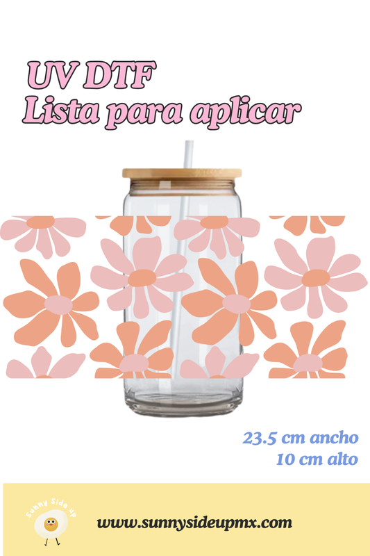 Etiqueta UV DTF Para Vaso 16 oz | Flores Asimétricas