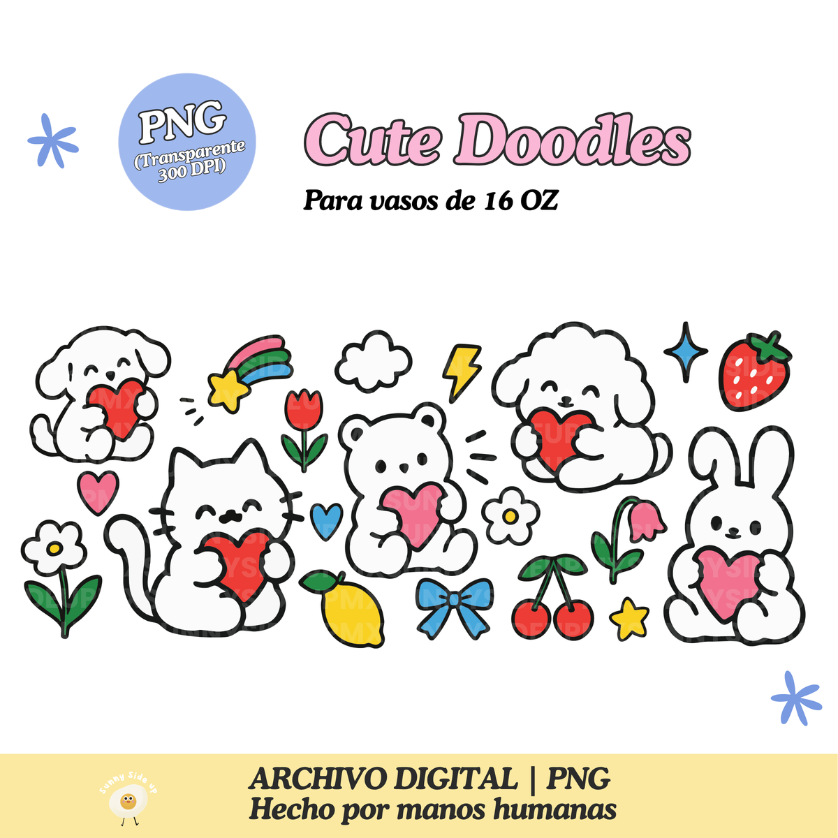 Cute Doodles Diseño Para Vaso de 16Oz [Archivo Digital]