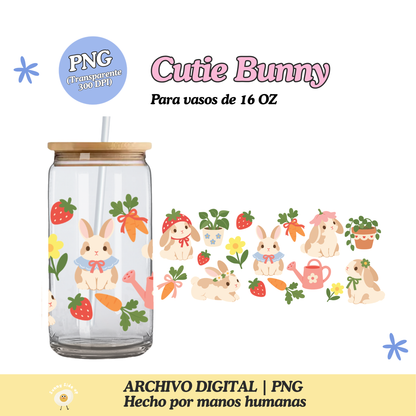 Cutie Bunny Diseño Para Vaso de 16Oz [Archivo Digital]