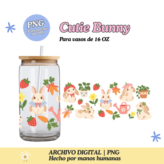 Cutie Bunny Diseño Para Vaso de 16Oz [Archivo Digital]