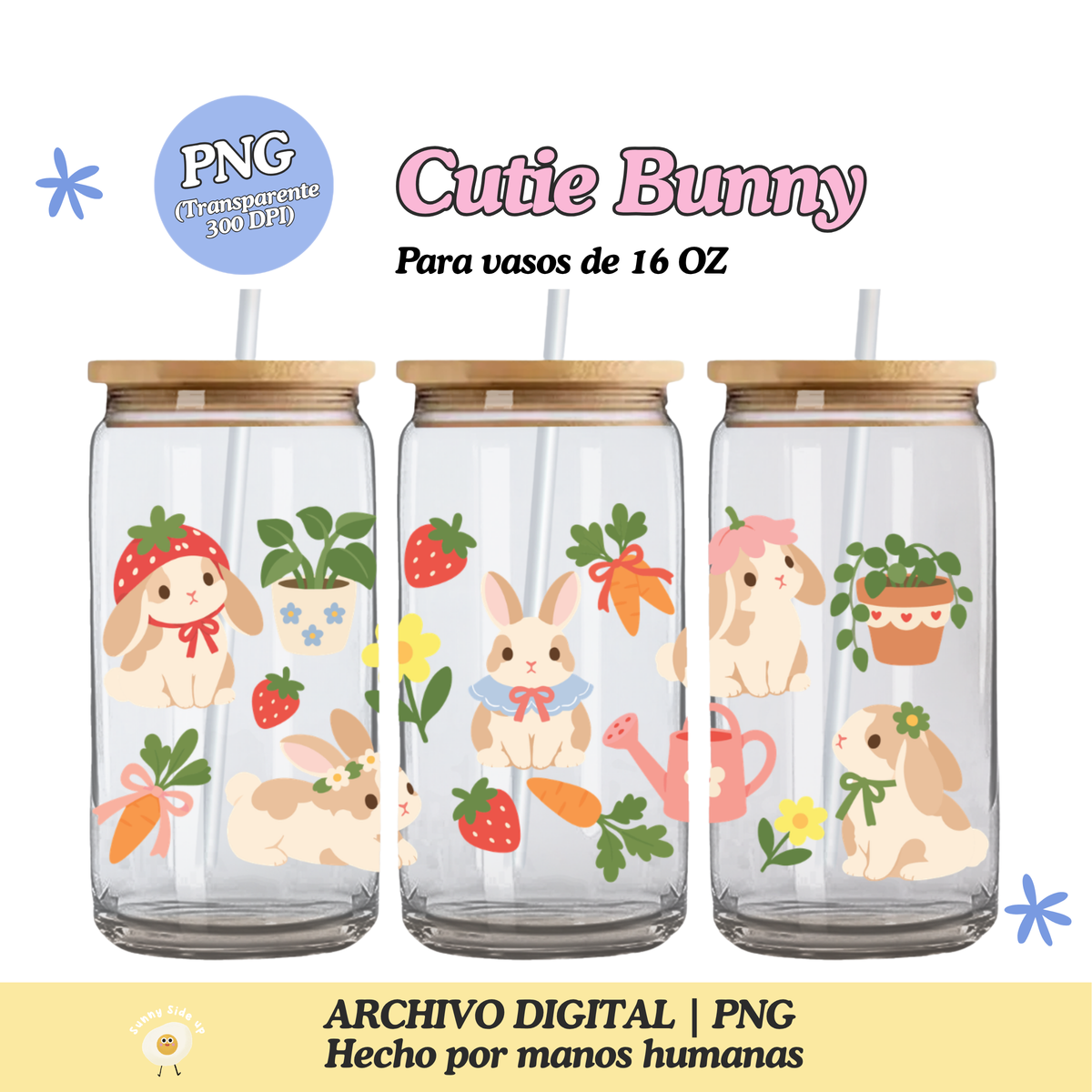 Cutie Bunny Diseño Para Vaso de 16Oz [Archivo Digital]