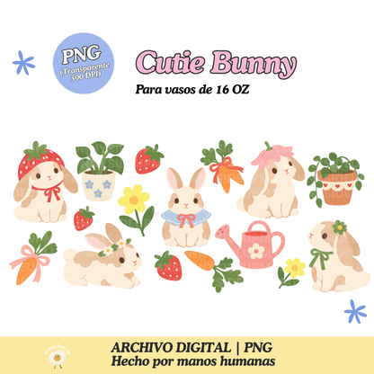 Cutie Bunny Diseño Para Vaso de 16Oz [Archivo Digital]