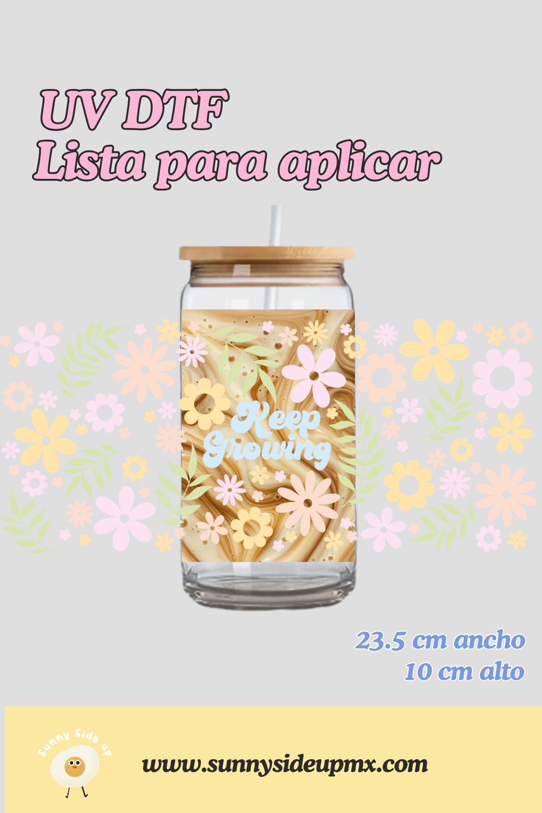 Etiqueta UV DTF Para Vaso 16 oz | Keep Growing