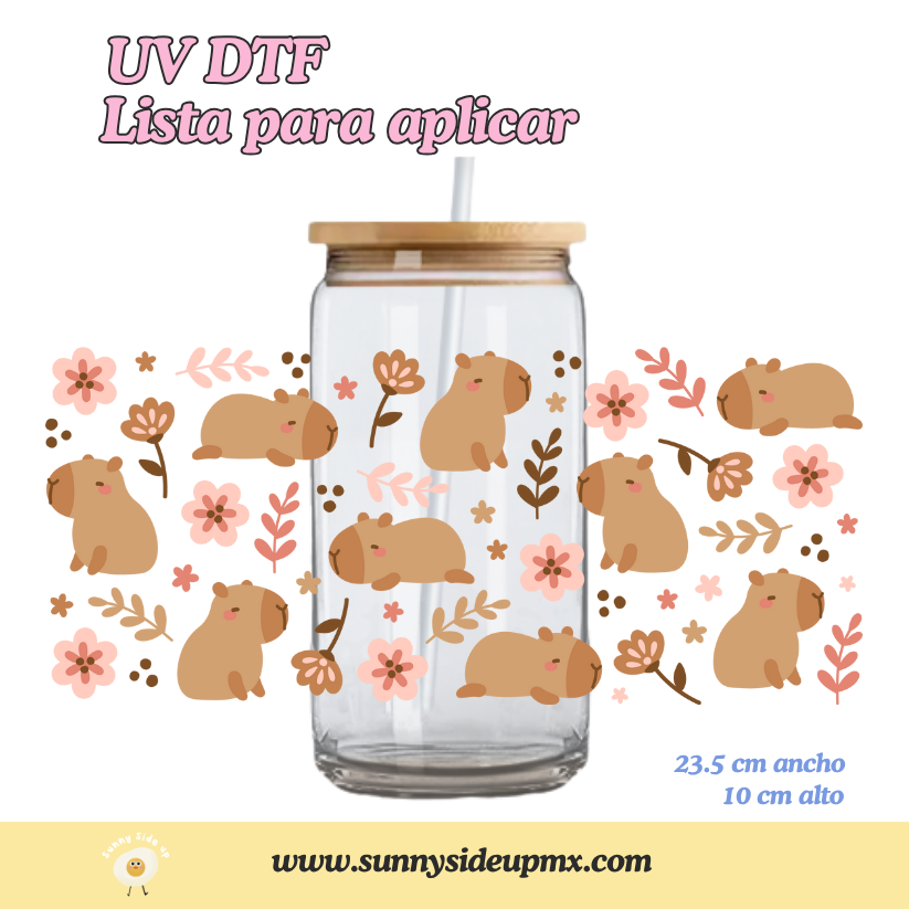 Etiqueta UV DTF Para Vaso 16 oz | Mini Capibara