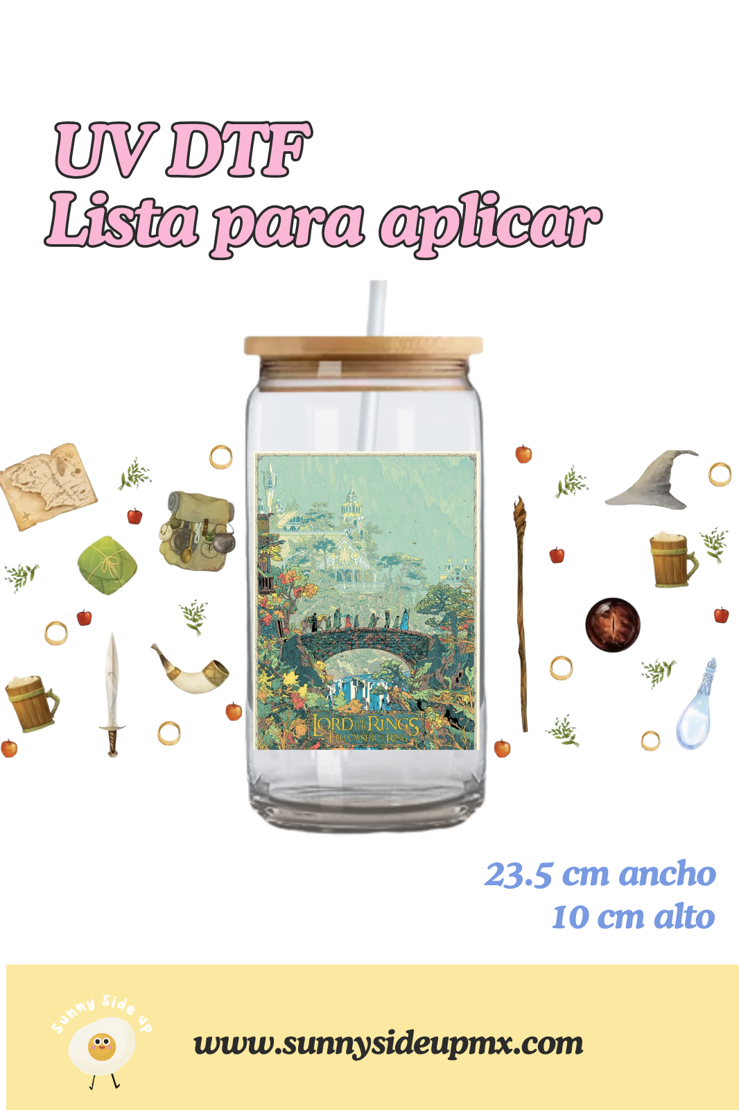 Etiqueta UV DTF Para Vaso 16 oz | El Señor de los Anillos