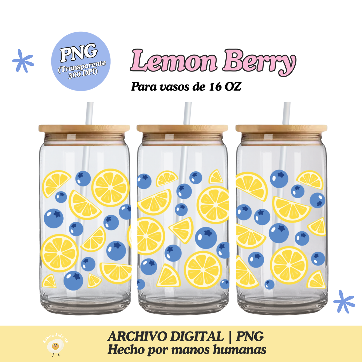 Lemon Berry Diseño Para Vaso de 16Oz [Archivo Digital]