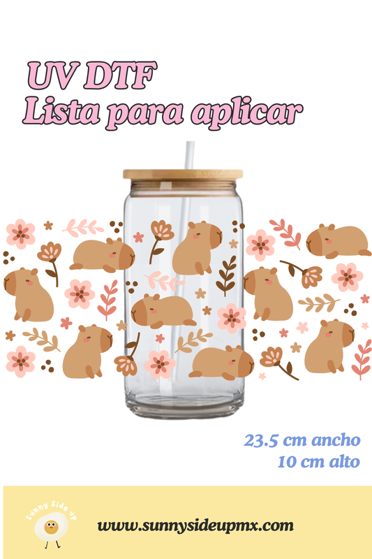 Etiqueta UV DTF Para Vaso 16 oz | Mini Capibara