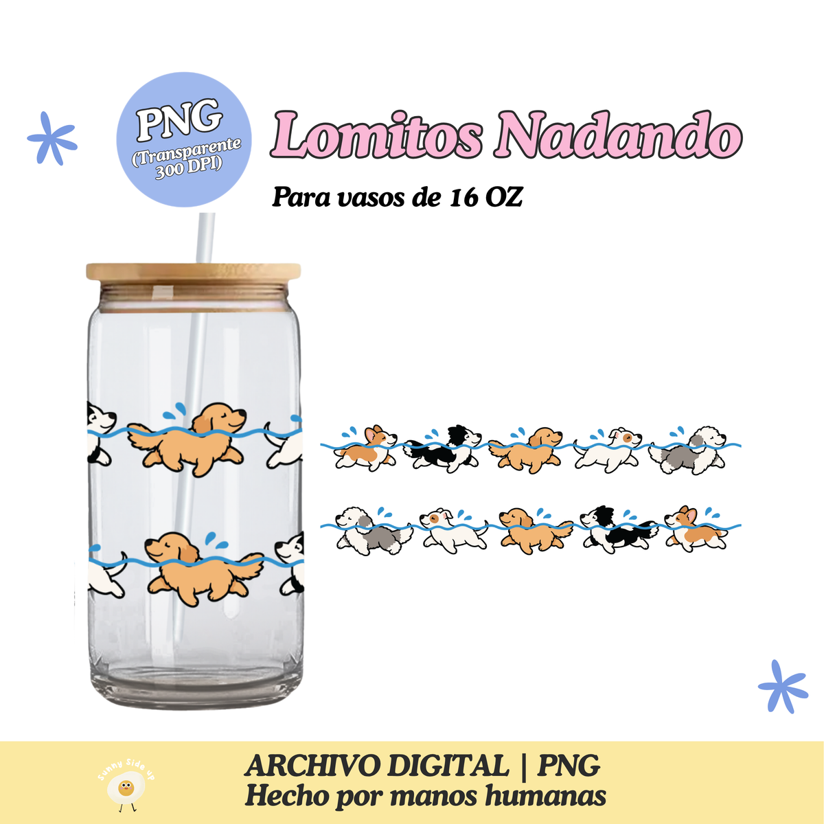 Lomitos Nadando Diseño Para Vaso de 16Oz [Archivo Digital]