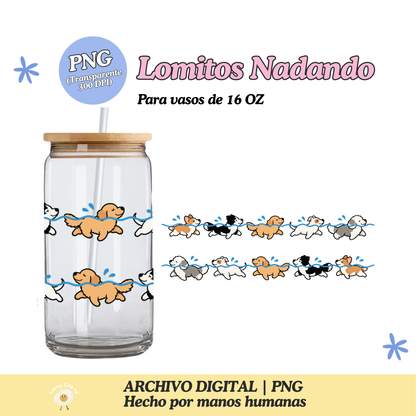 Lomitos Nadando Diseño Para Vaso de 16Oz [Archivo Digital]