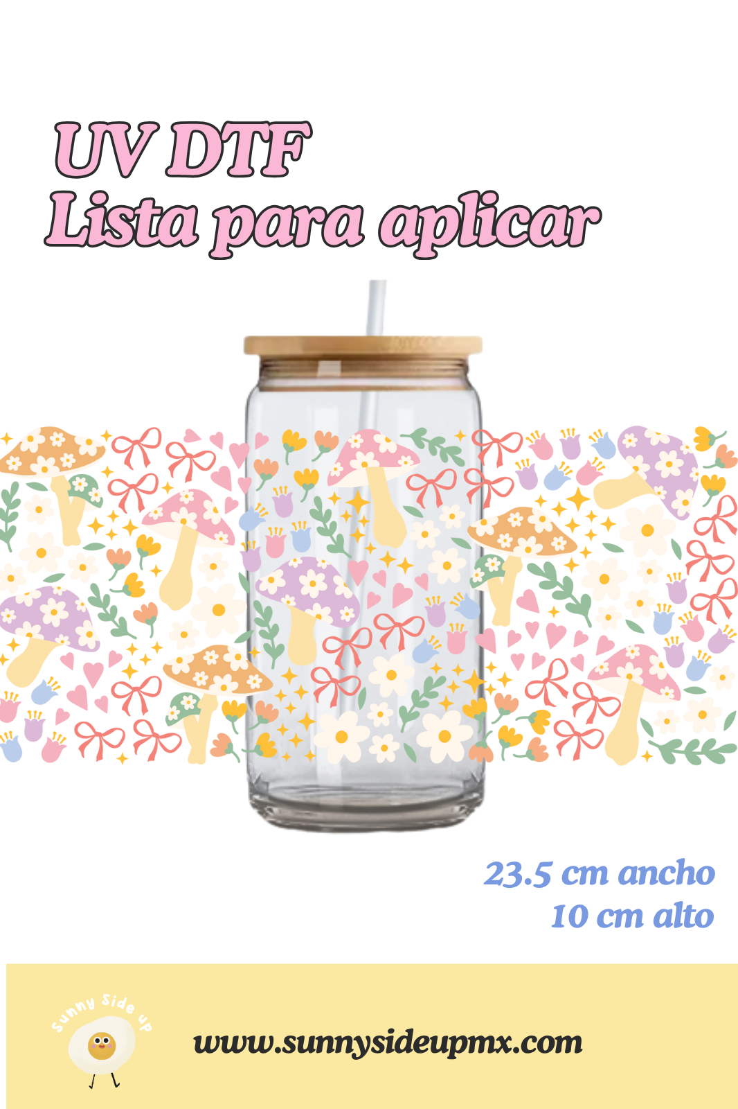 Etiqueta UV DTF Para Vaso 16 oz | Mushroom Garden