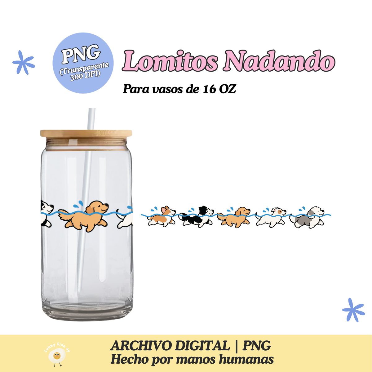 Lomitos Nadando Diseño Para Vaso de 16Oz [Archivo Digital]