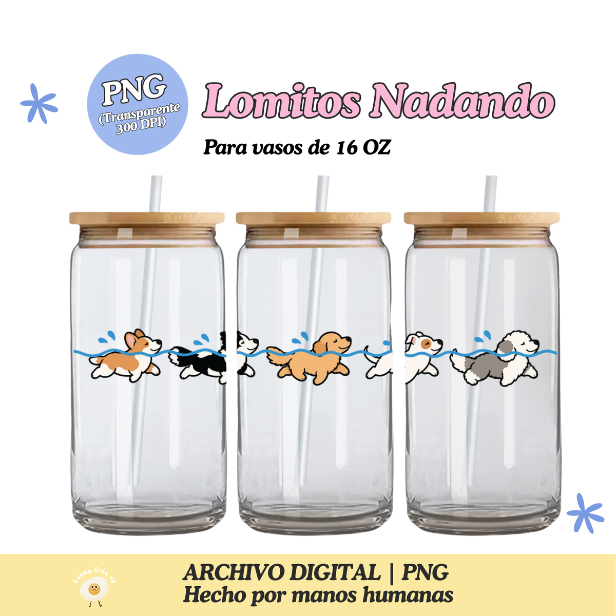 Lomitos Nadando Diseño Para Vaso de 16Oz [Archivo Digital]