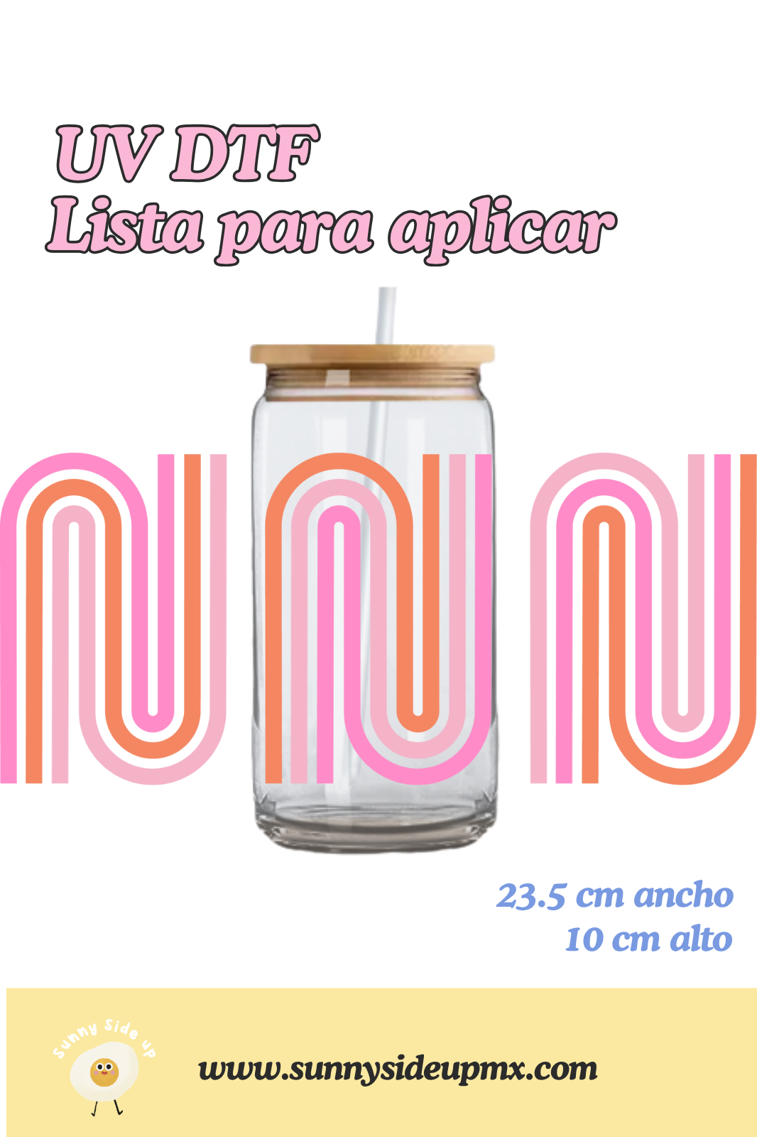 Etiqueta UV DTF Para Vaso 16 oz | Pink Rainbow
