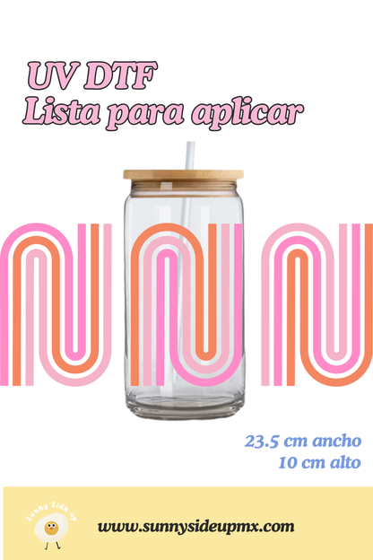 Etiqueta UV DTF Para Vaso 16 oz | Pink Rainbow