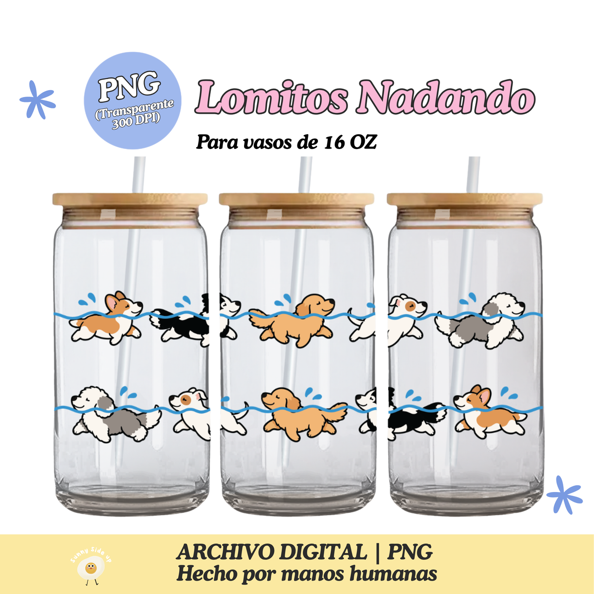 Lomitos Nadando Diseño Para Vaso de 16Oz [Archivo Digital]