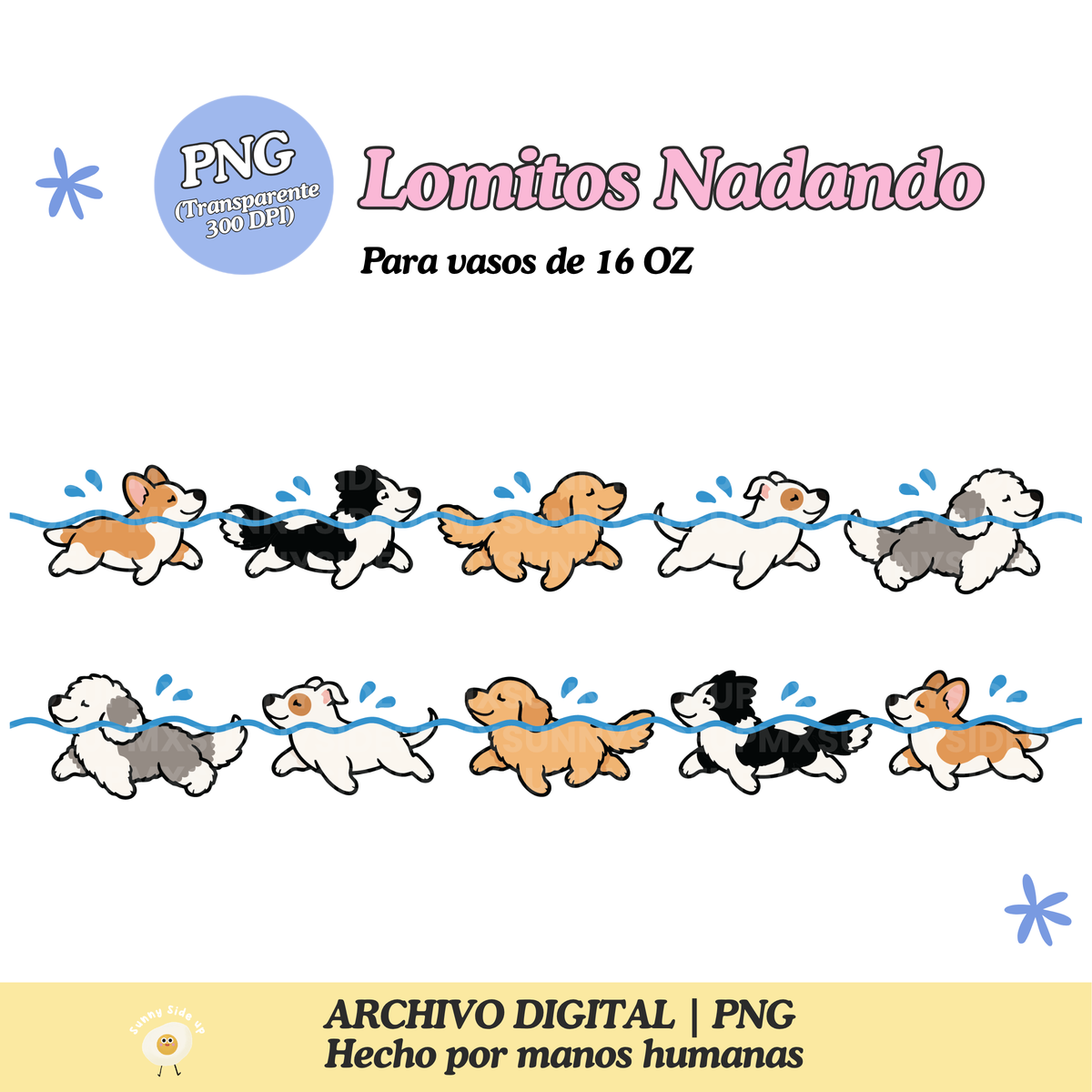 Lomitos Nadando Diseño Para Vaso de 16Oz [Archivo Digital]
