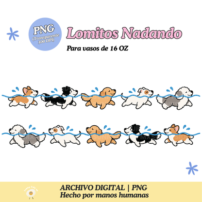 Lomitos Nadando Diseño Para Vaso de 16Oz [Archivo Digital]