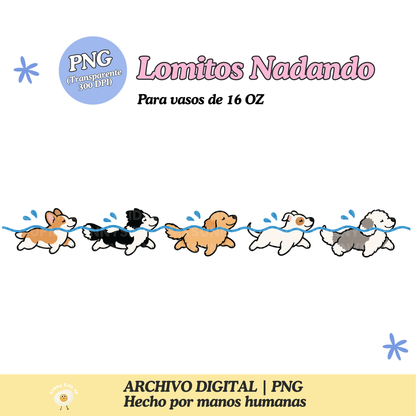 Lomitos Nadando Diseño Para Vaso de 16Oz [Archivo Digital]
