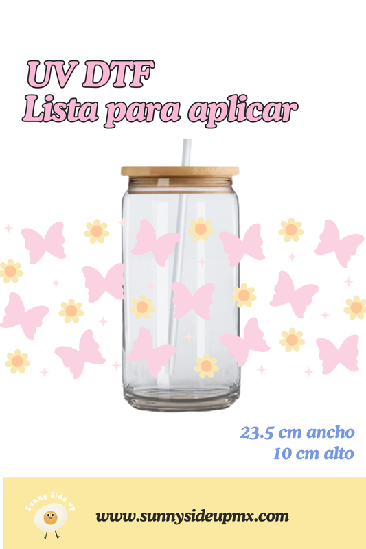 Etiqueta UV DTF Para Vaso 16 oz | Sparkly Butterfly